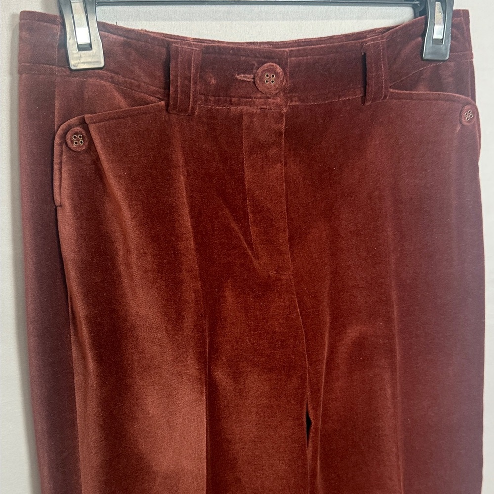 Vintage René Lezard Brown Velvet Trousers Straight Leg Made in Germany Sz 34 - Picture 3 of 10
